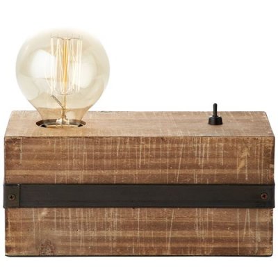 BRILLIANT WOODHILL-Lampe &agrave; poser M&eacute;tal et bois avec interrupteur L22cm