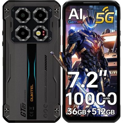 OUKITEL WP60 5G Telephone Portable Incassable 36GO+512GO 7.2"" 10000mAh Dual SIM/NFC Noir