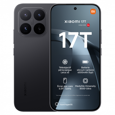 XIAOMI  17T Con&ccedil;u avec Leica Noir (12 Go / 256 Go)