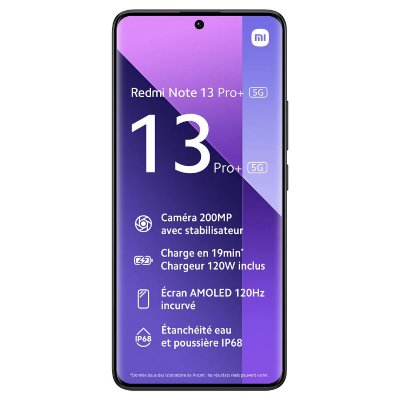 XIAOMI  Redmi Note 13 Pro + 5G (Double Sim - 6.67", 512 Go, 12 Go RAM) Noir