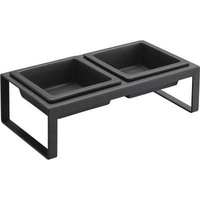 YAMAZAKI  - Double gamelle design sur&eacute;lev&eacute;e pour chat Tower - Noir