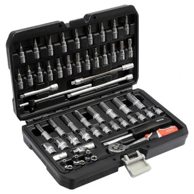YATO  kit d'outils yt-14501 de 56 pi&egrave;ces m&eacute;tal noir 408062