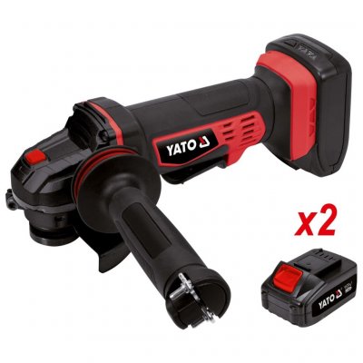 YATO  meuleuse d'angle avec 2 batteries li-ion 3,0ah 18v 125 mm