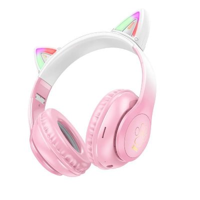YONIS  Casque Bluetooth oreilles de chat - Rose