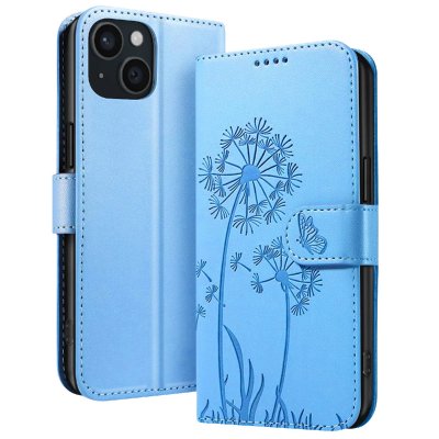 ZANAE Zana&eacute; &Eacute;tui Portefeuille pour iPhone 15 Premium Design Fleurs Papillon Bleu clair