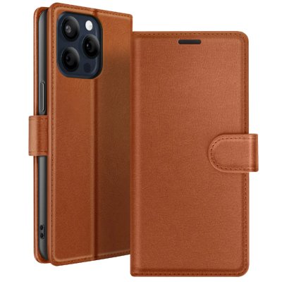 ZANAE Zana&eacute; &Eacute;tui Portefeuille pour iPhone 15 Pro Max avec Support et Languette Magn&eacute;tique Marron