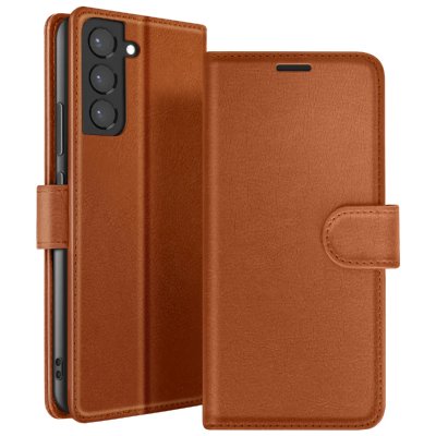ZANAE Zana&eacute; &Eacute;tui Portefeuille pour Samsung Galaxy S22 Plus Support et Languette Marron
