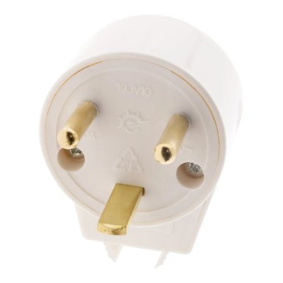 ZENITECH  fiche &eacute;lectrique m&acirc;le sortie coud&eacute;e 20a 2p+t blanc
