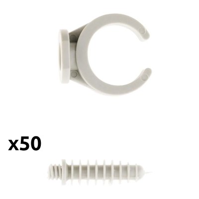 ZENITECH -Lot de 50 Clips &Oslash;20 mm avec chevilles - 
