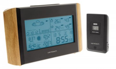ZENITECH  - Station m&eacute;t&eacute;o effet bois avec capteur sans fil (IP44)