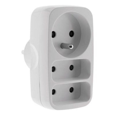 ZENITECH Triplite fa&ccedil;ade 1 prise 16A et 2 prises 6A blanc