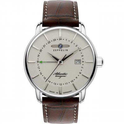 ZEPPELIN  Atlantic Beige Dial Bracelet en cuir Quartz 8442-5 84425 Montre Homme