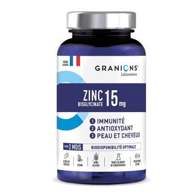 Zinc 15 Mg Immunit&eacute; Antioxydant Peau & Cheveux 60 G&eacute;lules V&eacute;g&eacute;tales