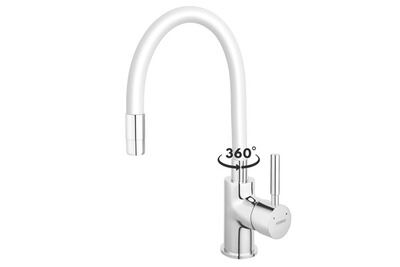 FERRO Zumba Robinet mitigeur de cuisine bec flexible Blanc - Blanc