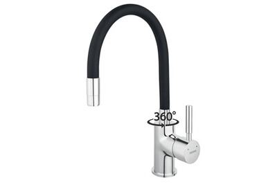 FERRO Zumba Robinet mitigeur de cuisine bec flexible Noir - Noir