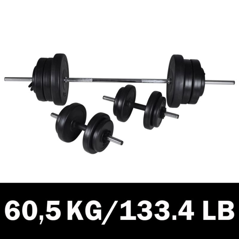 Bad Company Set Haltères 60 Kg – 2 Barres 40 Cm, Rondelles 1,25/2,5/5 Kg – Fonte Chromée, Pour Studio Ou Maison