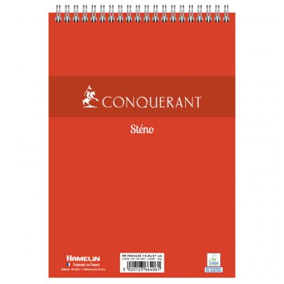 HAMELIN 001 international Blocs st&eacute;no &agrave; spirales A5, 90 feuilles lign&eacute;es