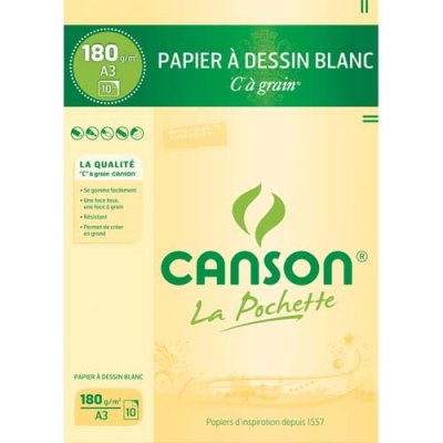 CANSON 10 feuilles de papier &agrave; dessin -  - 180 g - A3 - Blanc