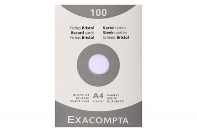 EXACOMPTA 100 fiches Bristol -  - format A4 - 5x5 - Blanc