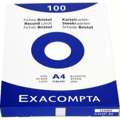 EXACOMPTA 100 fiches bristol -  - format A4 - Blanc uni