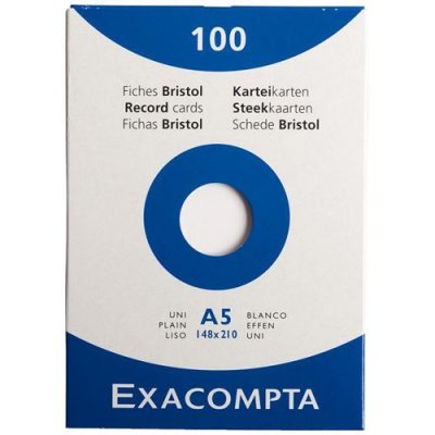 EXACOMPTA 100 fiches bristol -  - format A5 - Blanc uni