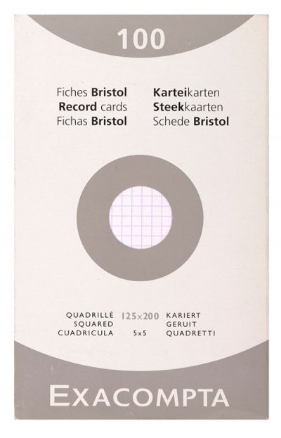 EXACOMPTA 100 fiches Bristol format 12,5 x 20 cm -  - 5x5