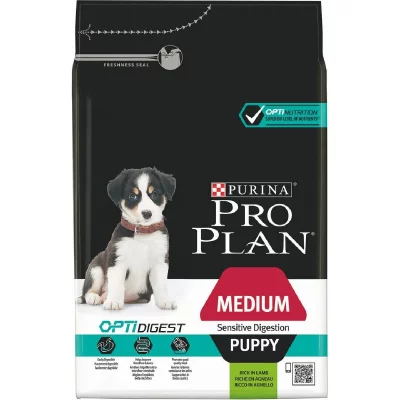 PRO PLAN 12kg PURINA  Medium Puppy Sensitive Digestion, &agrave; l'agneau
