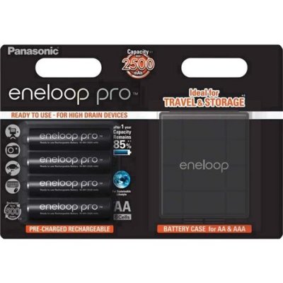  1x4 Panasonic Eneloop Pro Mignon AA 2500 mAh + Akkubox 