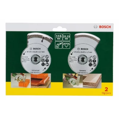 BOSCH 2 disques diamant 115mm mat&eacute;riaux + carr