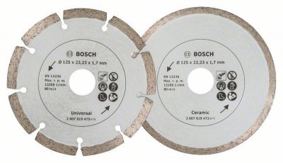 BOSCH 2 disques diamants 125mm mat&eacute;riaux