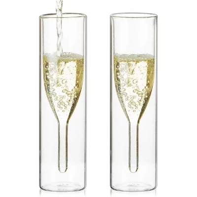 VENDOS85 2 Fl&ucirc;tes &agrave; champagne double paroi - Verre borosilicate 