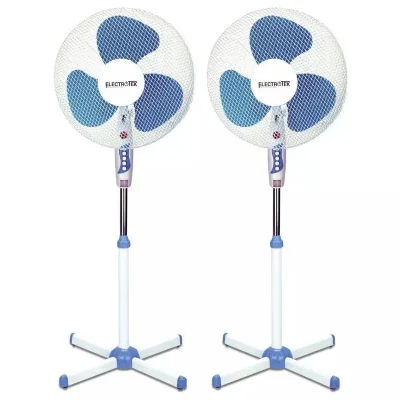 ELECTROTEK 2 Ventilateurs sur pied Blanc/Bleu 40 cm  EF-F16SF - Neuf