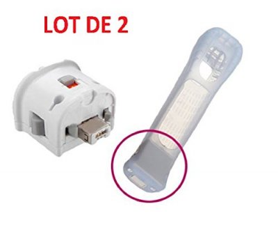 GENERIQUE 2 X Wii Motion Plus Pour Manette Wiimote Nintendo Wii + Housse Silicone - Blanc