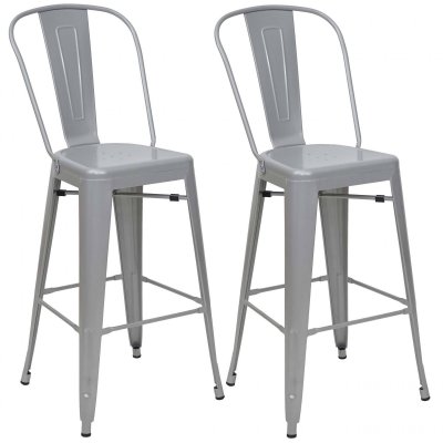 2x tabouret de bar HWC-A73 m&eacute;tal design industriel gris 