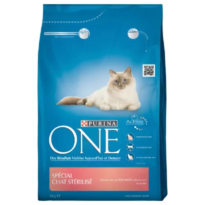 PURINA ONE 2x3kg Chat st&eacute;rilis&eacute; saumon bl&eacute;  - Croquettes pour chat