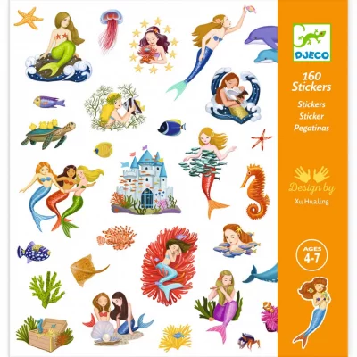 DJECO 4 Planches de 160 stickers  Sir&egrave;nes - Multicolore