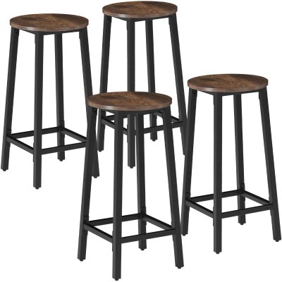 4 tabourets de bar style industriel assise en mdf color_industrial_dark cadre acier r&eacute;glable 