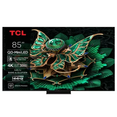 TCL 4K QD-Mini Pro 144Hz 85C79K 216 cm avec GOOGLE et syst&egrave;me sonore Bang & Olufsen