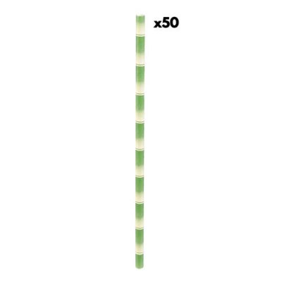 PICK AND DRINK 50 Pailles fantaisie en papier Bambou vert 