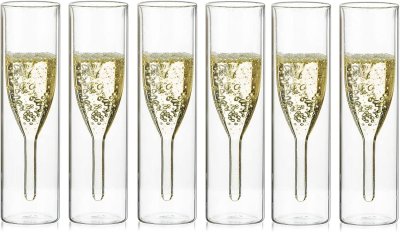 VENDOS85 6 Fl&ucirc;tes &agrave; champagne double paroi - Verre borosilicate 
