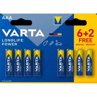 VARTA 6 piles High energy LR03 + 2 gratuites