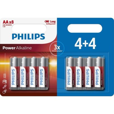 PHILIPS 8 x  AA Power alCaline LR6 piles de longue dur&eacute;e 