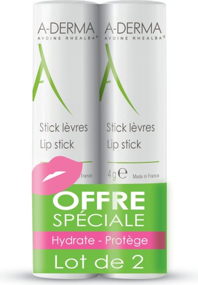 A DERMA A-DERMA Les indispensables - Stick L&egrave;vres lot de 2