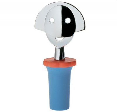 ALESSI A di  anna stop 2 bouchon en r&eacute;sine thermoplastique - bleu clair et zamac chrom&eacute;e