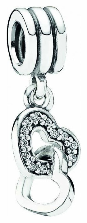 PANDORA Abalorio Colgante  791242CZ Mujer Plata Corazones entrelazados