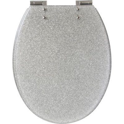 GELCO DESIGN Abattant WC 'Glitter' paillet&eacute; Design - Argent - 35.5 x 46.5 x 5.5