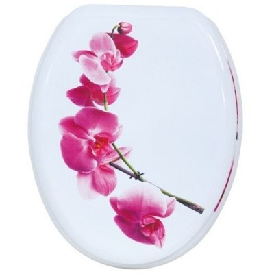 MSV Abattant wc mdf lanyu Blanc - Charni&egrave;res Inox - Rose - 