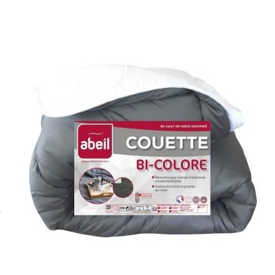 ABEIL  Couette Bicolore - 200 x 200 cm - Blanc et gris
