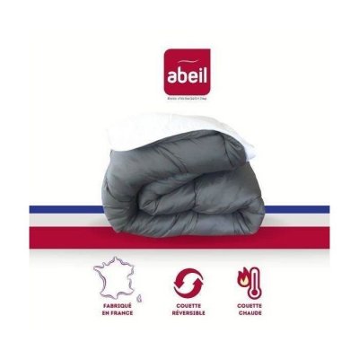 ABEIL  Couette Bicolore - 220 x 240 cm - Blanc et gris
