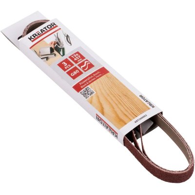 KREATOR Abrasif pour lime &eacute;lectrique, Lot de 3 bandes 13x457mm Grain 80
